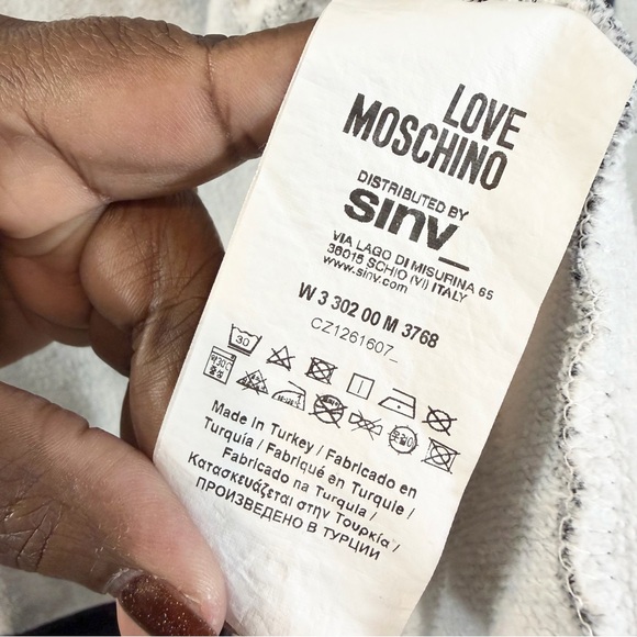 Love Moschino Zip Up Hoodie Gray Alphabet Chalkboard Print Size 42 (US 6) - Picture 8 of 13